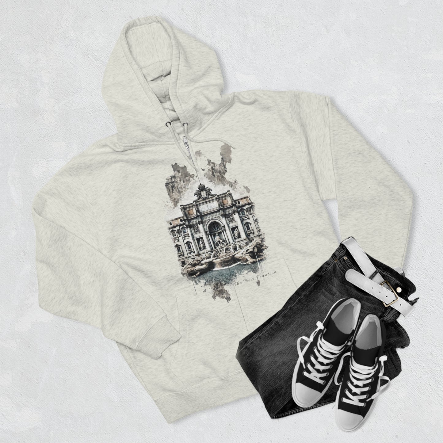 Hoodie Unisex Zip. Trevi Fountain. Wish of the Water