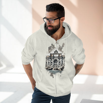 Hoodie Unisex Zip. Trevi Fountain. Wish of the Water