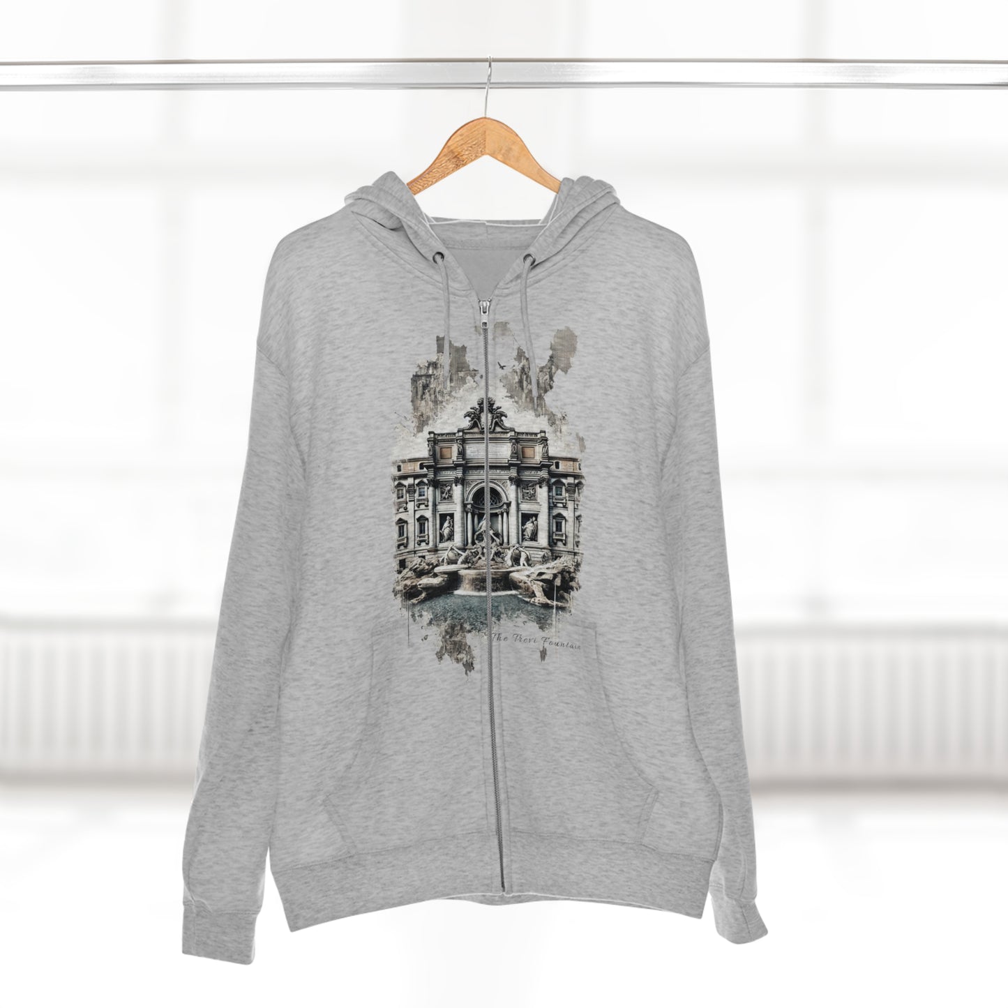 Hoodie Unisex Zip. Trevi Fountain. Wish of the Water