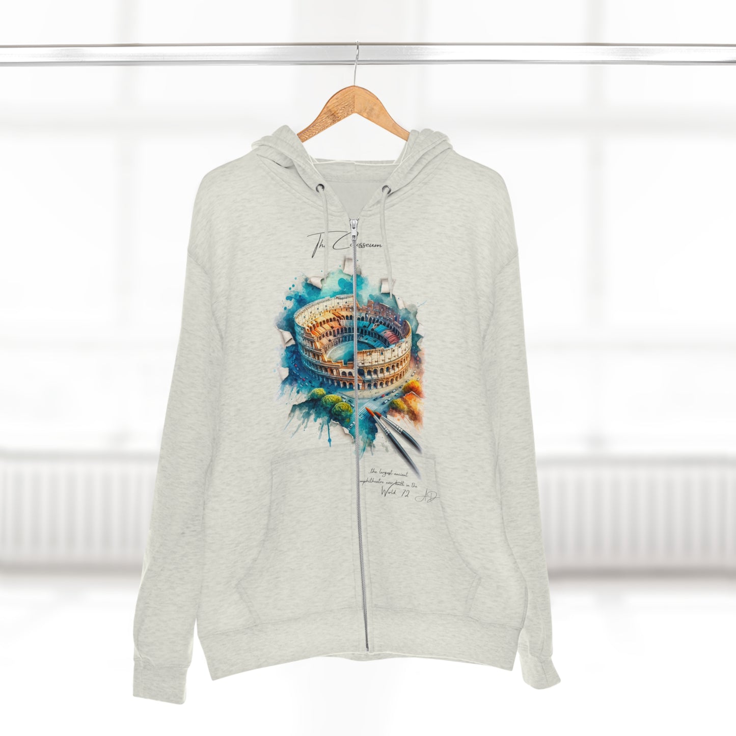 Hoodie Unisex Zip. Colosseum. The Great Amphitheater