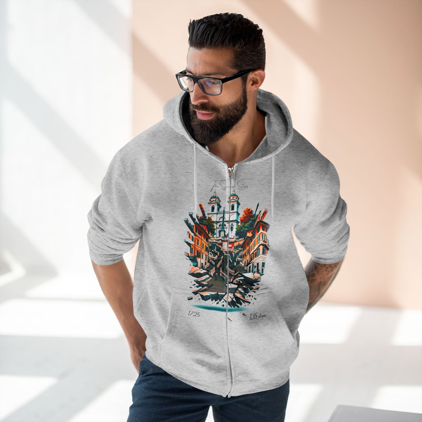 Hoodie Unisex Zip. Spanish Steps. Spanish Enchantment