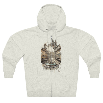 Hoodie Unisex Zip. Navona Square. Whispers of Navona