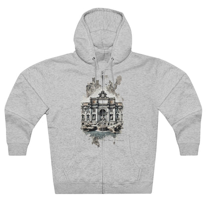 Hoodie Unisex Zip. Trevi Fountain. Wish of the Water