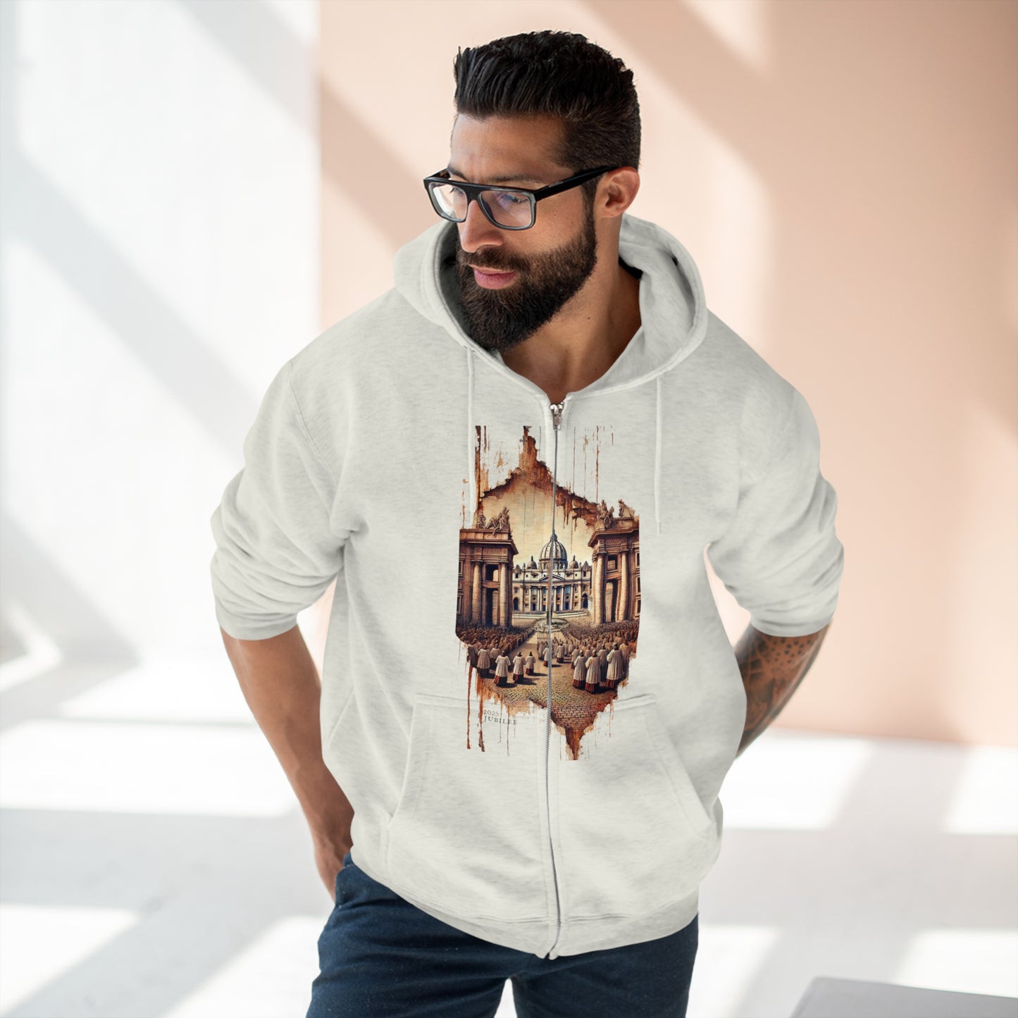 Hoodie Unisex Zip Saint Peter. JUBILEE 2025. Paths of Devotion