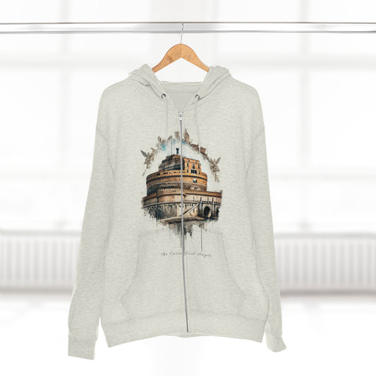 Hoodie Unisex Zip. Castel Sant'Angelo. Monochrome Legacy