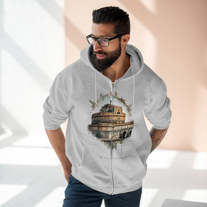 Hoodie Unisex Zip. Castel Sant'Angelo. Monochrome Legacy