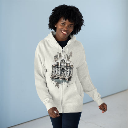 Hoodie Unisex Zip. Trevi Fountain. Wish of the Water