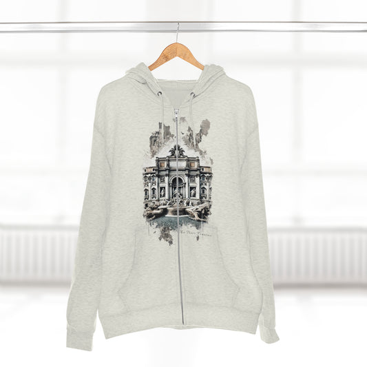 Hoodie Unisex Zip. Trevi Fountain. Wish of the Water