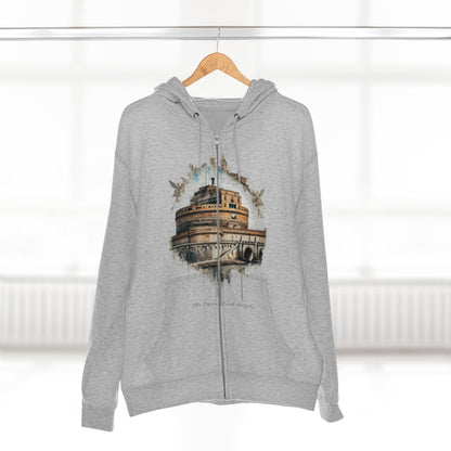 Hoodie Unisex Zip. Castel Sant'Angelo. Monochrome Legacy