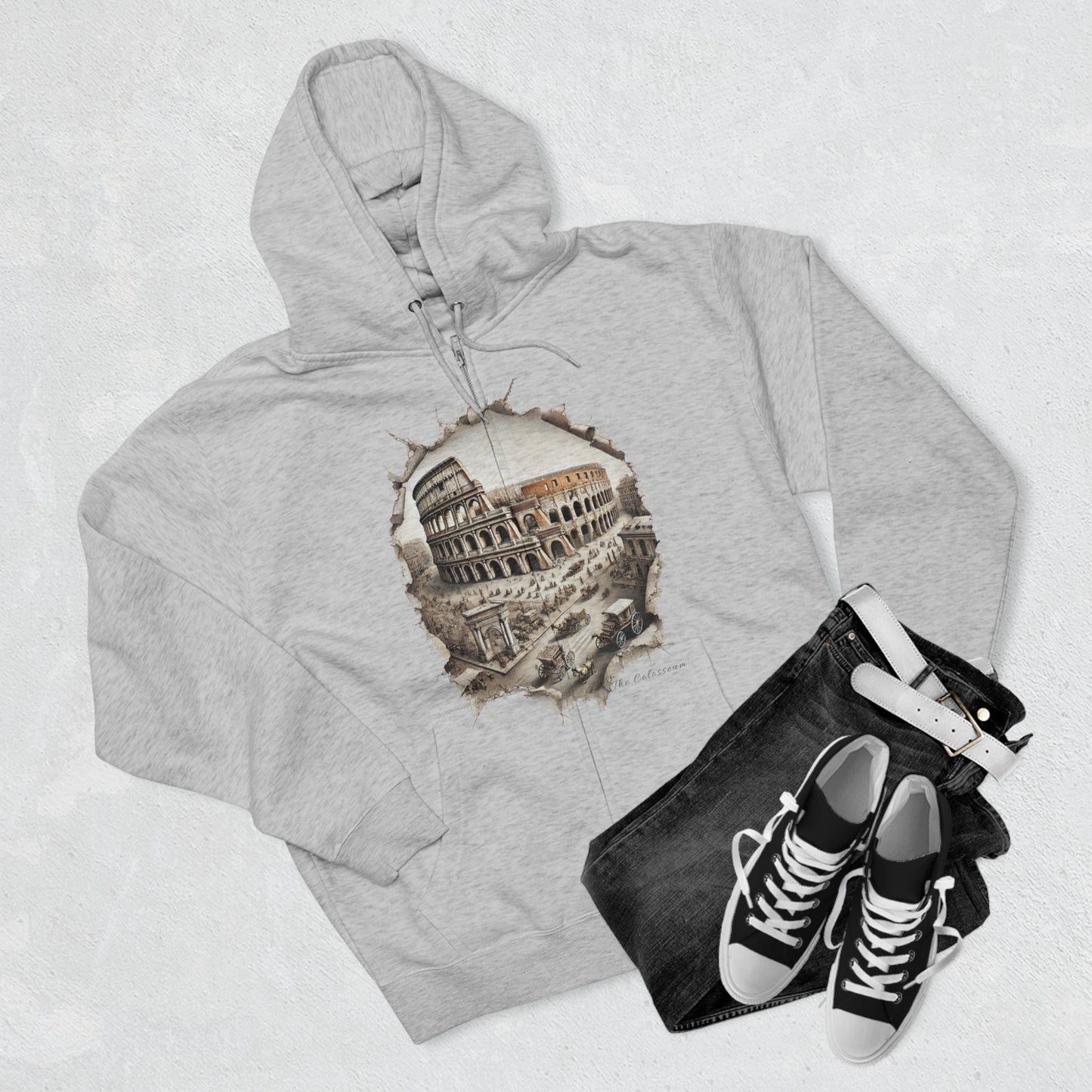 Hoodie Unisex Zip. Colosseum. Shadows Of Glory