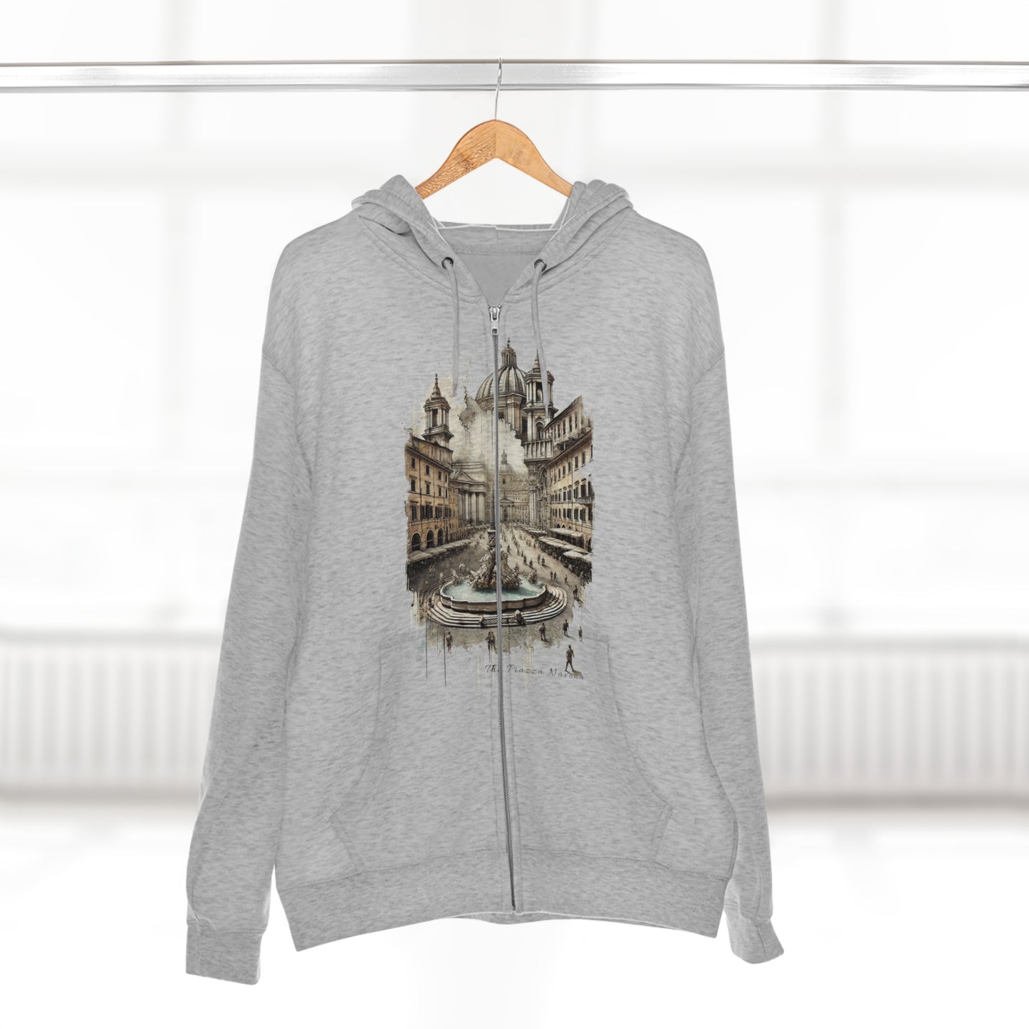 Hoodie Unisex Zip. Navona Square. Whispers of Navona