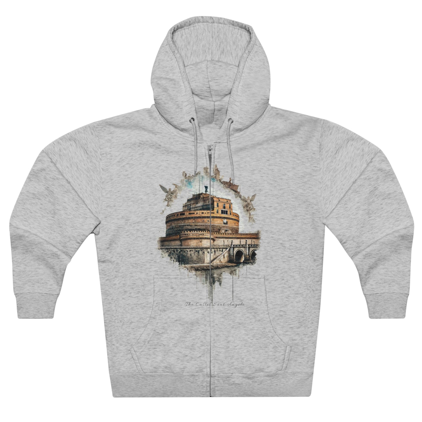 Hoodie Unisex Zip. Castel Sant'Angelo. Monochrome Legacy