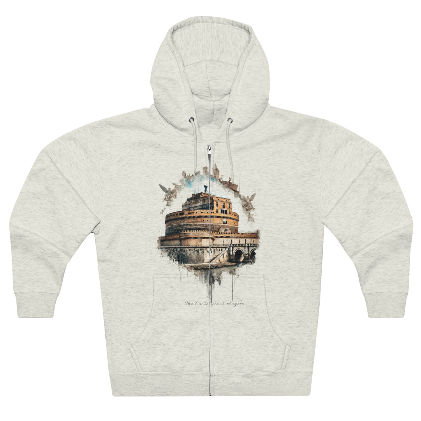 Hoodie Unisex Zip. Castel Sant'Angelo. Monochrome Legacy